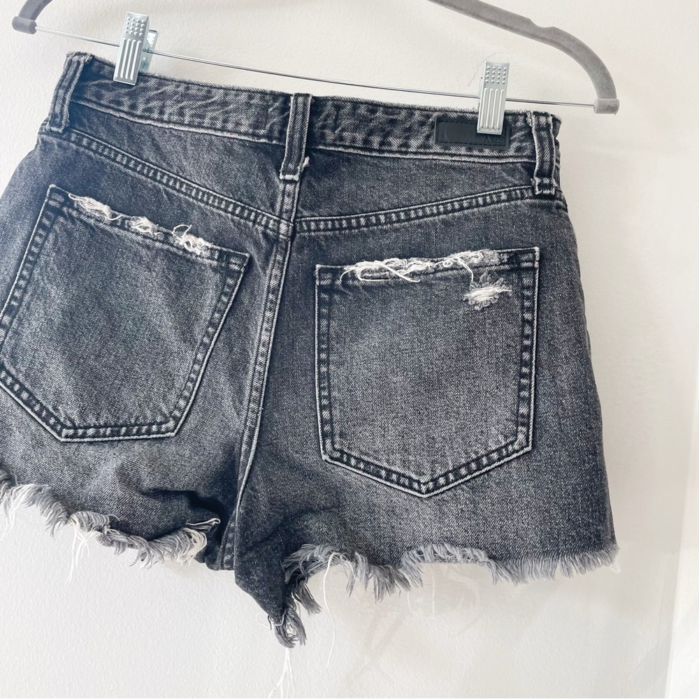 Abercrombie Black Denim Distressed Annie High Rise Shorts | 26 - Picture 5 of 8
